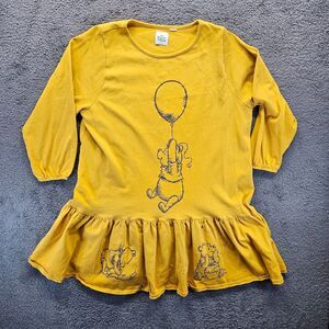 Disney Winnie the Pooh Dress Womens Size‎ 1X Yellow Long Sleeves Drop Waist